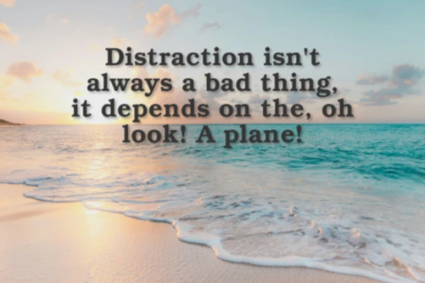 A view on the sea with text 