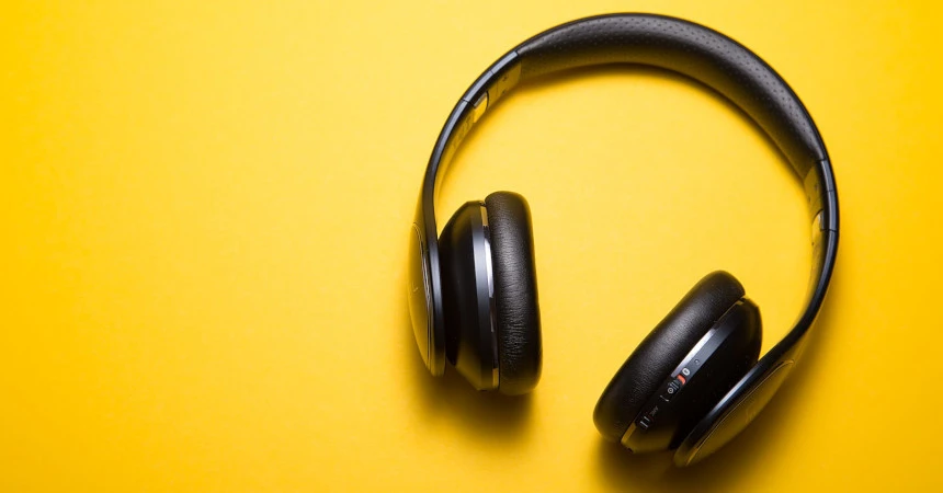 Headphones on a yellow background