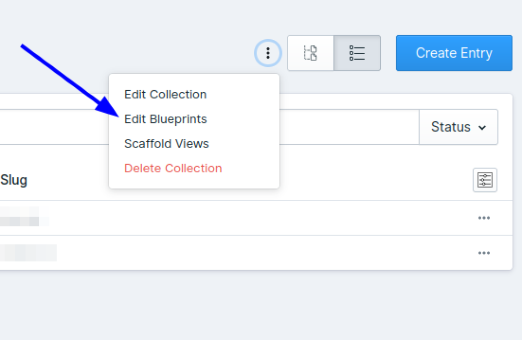 Edit Blueprints dialog in Statamic.