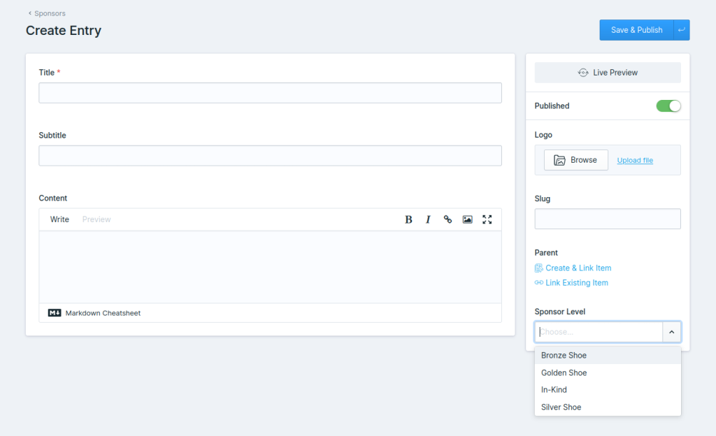 Adding a new sponsor entry.