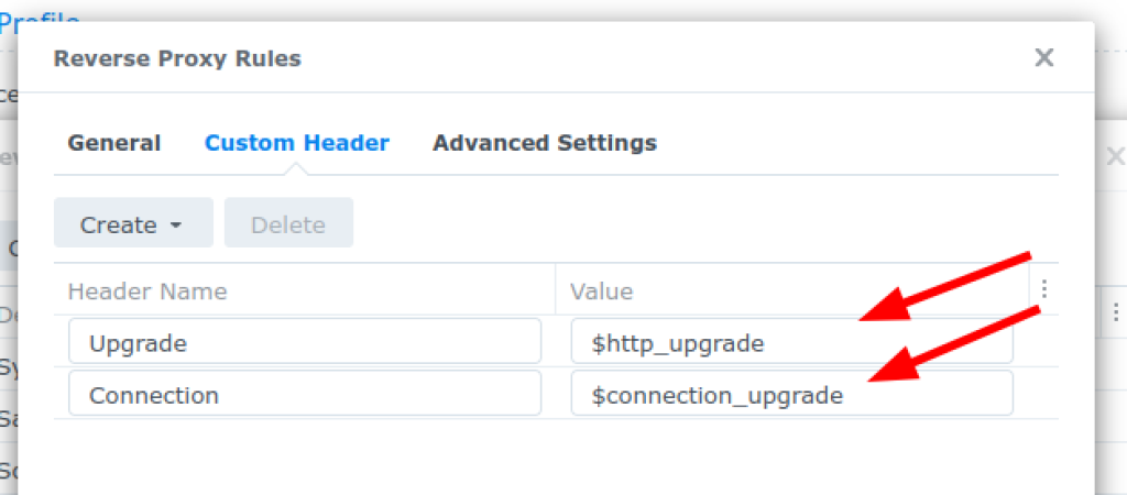 Adding WebSocket headers to the Reverse Proxy rule.